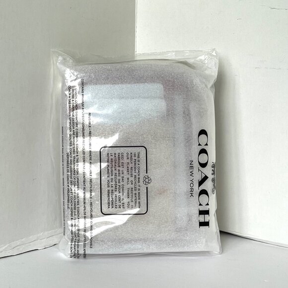 Coach Pink Floral Zip Card Case CAU45 ID Wallet Beige Leather Chain Strap ORGPKG - Picture 2 of 7